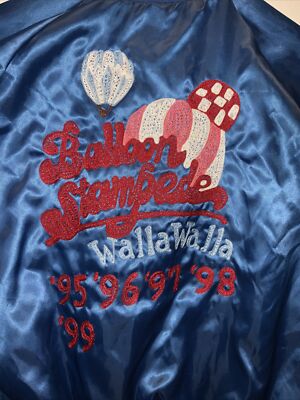 Mens jacket Vtg West Ark Balloon Meister Club Satin Bomber  XL Walla Walla USA