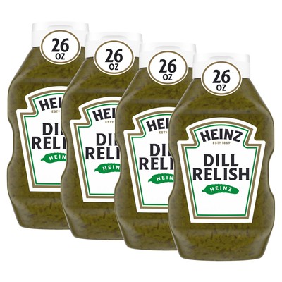 (4 pack) Heinz Dill Relish, 26 fl oz Bottle, Egg-Free, Fish-Free