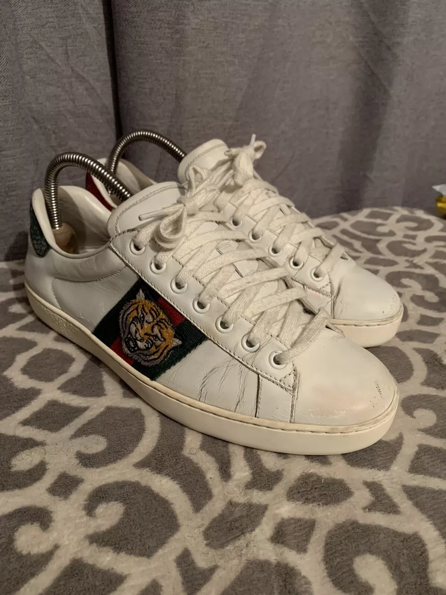 Gucci White 457132 Ace Tiger Web Sneakers US 7/7.5 | eBay