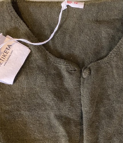 $116 NWT Ketiketa 12 Cardigan Minimal Sweater Wool Girl Moss Green Fair Trade - Picture 2 of 4