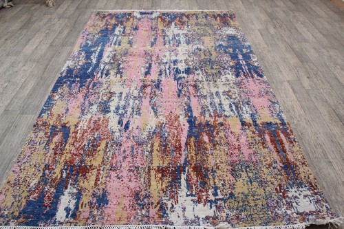 6x9 Modern Abstract Silk Wool Colourful Carpet 180x270 Cms Rug ,Rich Texture rug - Picture 8 of 9