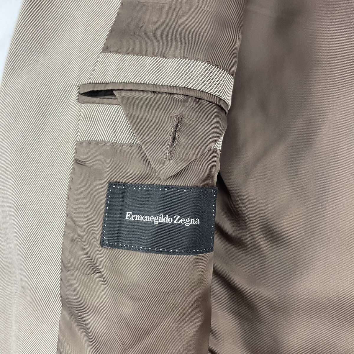 Ermenegildo Zegna Brown Seersucker Patterned Cotton Blazer