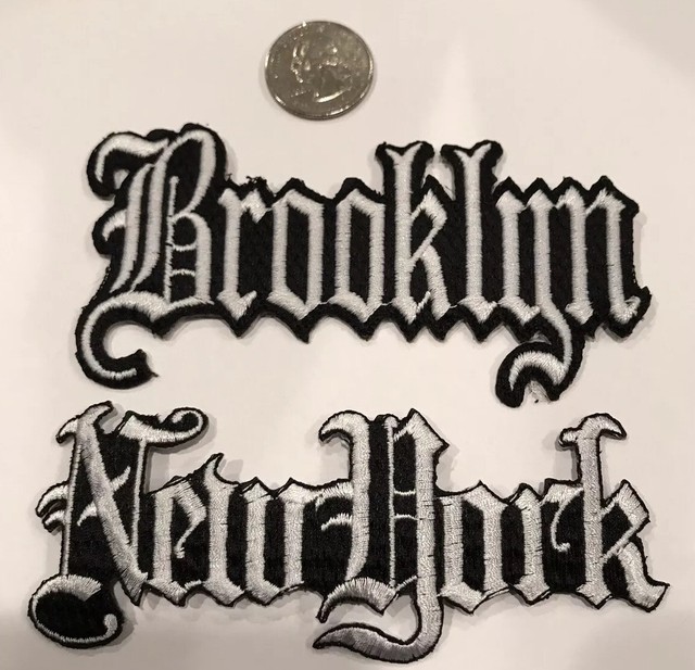 (2)VINTAGE IRON ON EMBROIDERED BROOKLYN, NEW YORK, PATCHES. 4"x 2