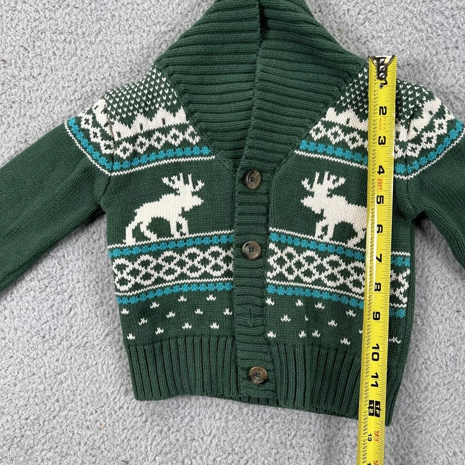 Cárdigan Suéter Cherokee Bebé Verde Manga Larga Botón Frontal Talla 18 M Foto 3 de 4