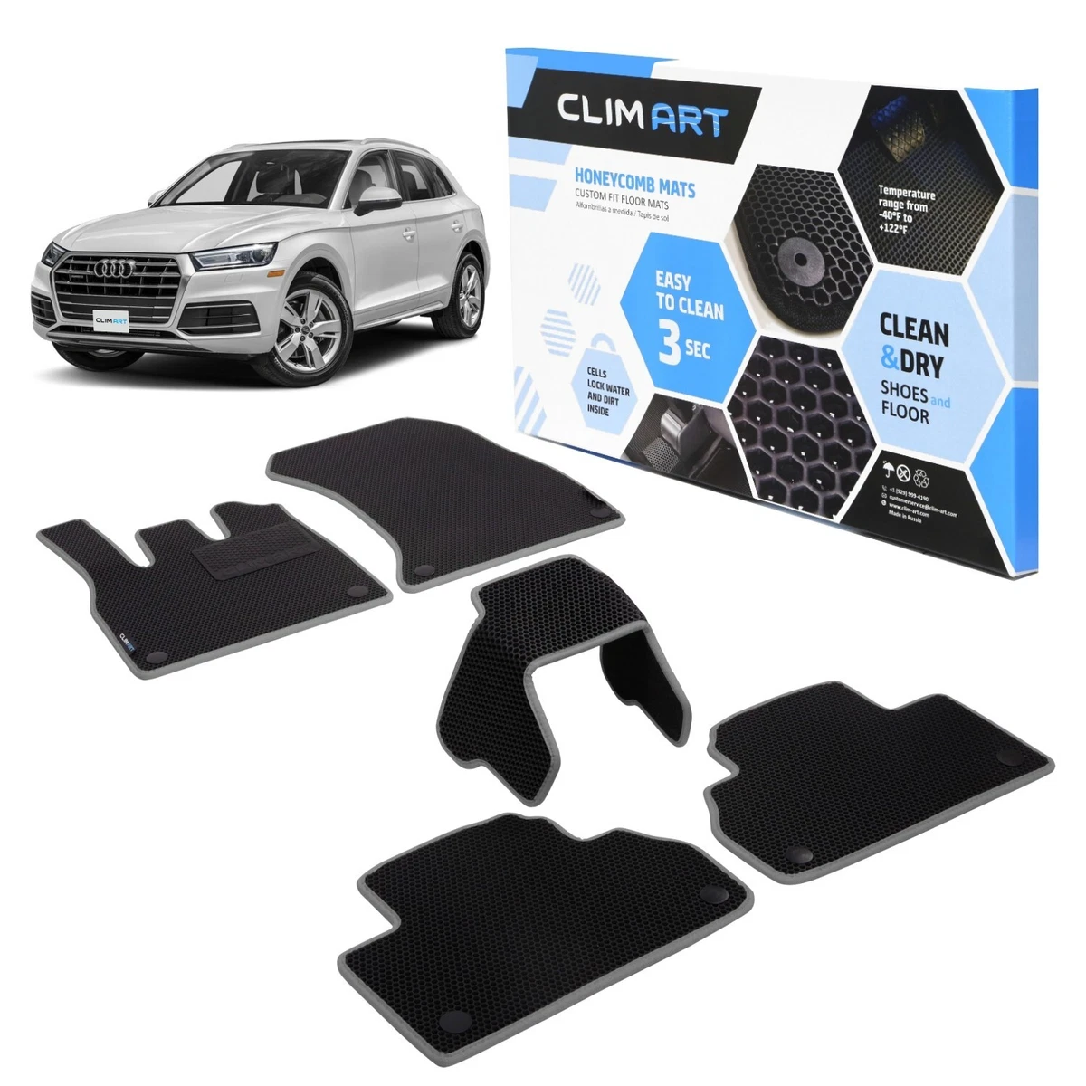 Floor Mats All Weather Liners for 2018 2024 Audi Q5 Black Silver