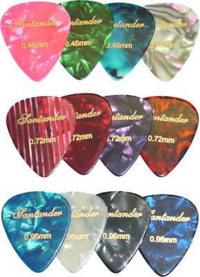 12er Set Gitarren Plektren Picks, Pleks, in 3 verschiedenen Stärken