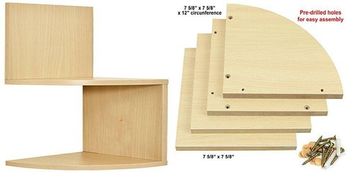 Greenco Modern Design 2 Tier Corner Floating Shelves, Natural Finish - 第 1/5 張圖片
