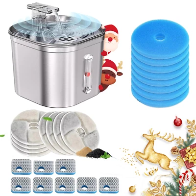 APPLIANCE_ACCESSORIES02 Stainless Steel Cat Water Fountain and Cat Fountain Filters Replacement Pet