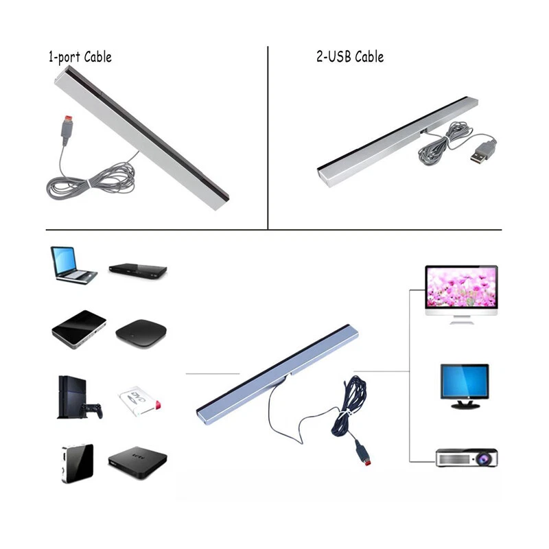 Nintendo Wii Sensor Bar With Stand Motion Infrared Wired Controller Receiver NEW - Image 3 of 4