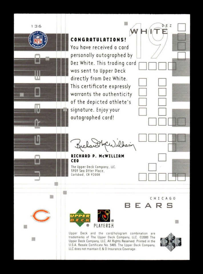 2000 UD Graded #136 Dez White #/500 - Image 2 of 2