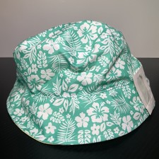 Wonder Nation Toddler One Sz Floral Turquoise White Bucket Hat New