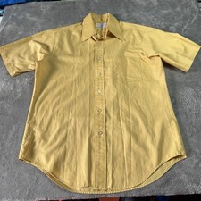 Vintage 70s Towncraft Penn Prest Shirt Mens M Yellow Button Down Retro Sharp