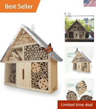 Stylish Insect Hotel for Pollinators - Attractive 10x3x11 Habitat for Gardens