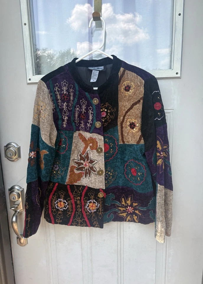 Chaqueta Indigo Moon Talla M. Multicolor Floral Muy Bordado - Mangas Largas Foto 3 de 4