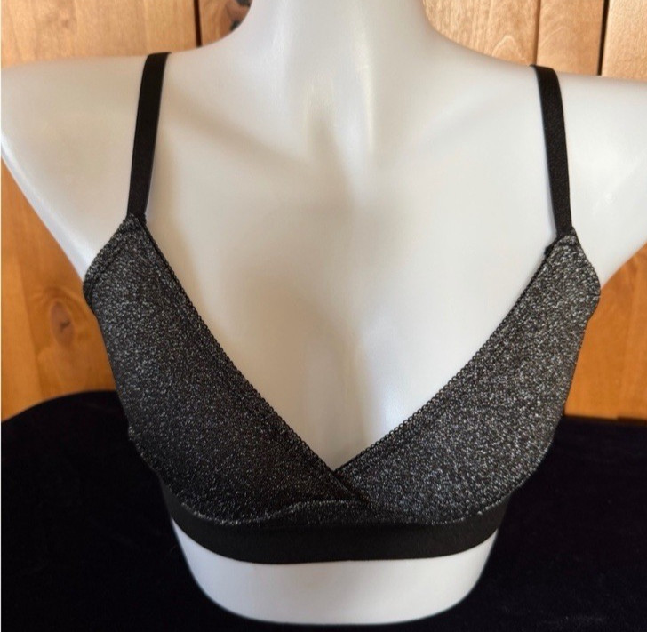 Vila XS Bralette, Black And Silver Shimmer