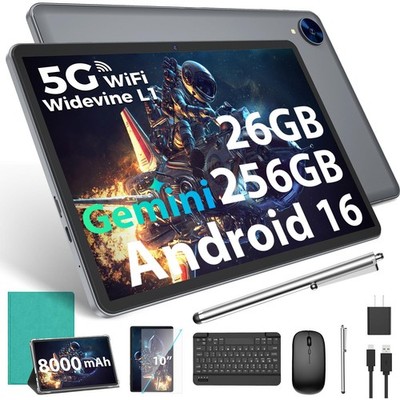 Tablet 10 inch Android 16 26GB 256GB 5G WiFi 8000mAh Green P60 2026 Gemini Mouse