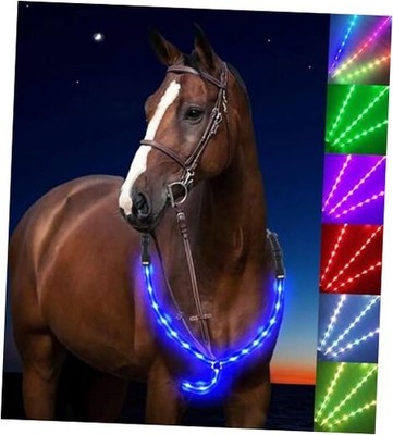 Verstelbare Veiligheids Gear LED Paardenborstband Met Licht - Verstelbare Veiligheidsborstplaat Met 3 Knipperstanden, Zichtbaar In Het Donker Veiligheidsband Paard Nacht