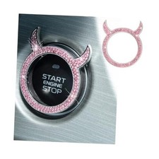 Bling Car Engine Start Stop Decoration Ring, Crystal Rhinestone Auto pink