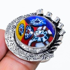 Rainbow Moonstone Gemstone Handmade 925 Sterling Silver Jewelry Ring Size 8 O796