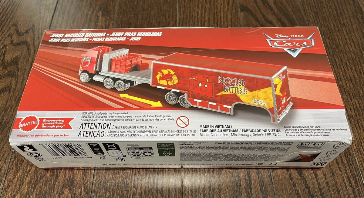 DISNEY CARS Jerry Recycled Batteries Hauler diecast 1:55 New