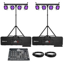 Chauvet DJ 4BAR ILS Wash Lighting Fixtures Pair OBEY3 3 Channel DMX Controller