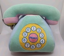 Vtg EDEN TELEPHONE Plush Ringing Talking Sound Soft Baby Toy Pastel Play Phone