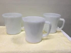 Lot Of 3 Vintage Fire-King WHITE MILK GLASS D Handle Coffee Mugs Cups Oven Ware