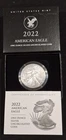 2022-W Uncirculated 1oz $1 American Silver Eagle Box, OGP & COA 22EG US Mint