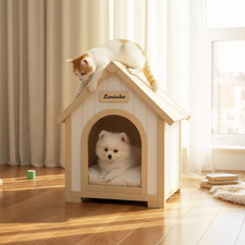 Modern Dog House Indoor Outdoor Solid Wooden Puppy Shelter for Small Dogs Cats