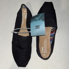 TOMS Women Classic Core Alpargata Slip-On, Black/Black, All Black Casual Flats 8