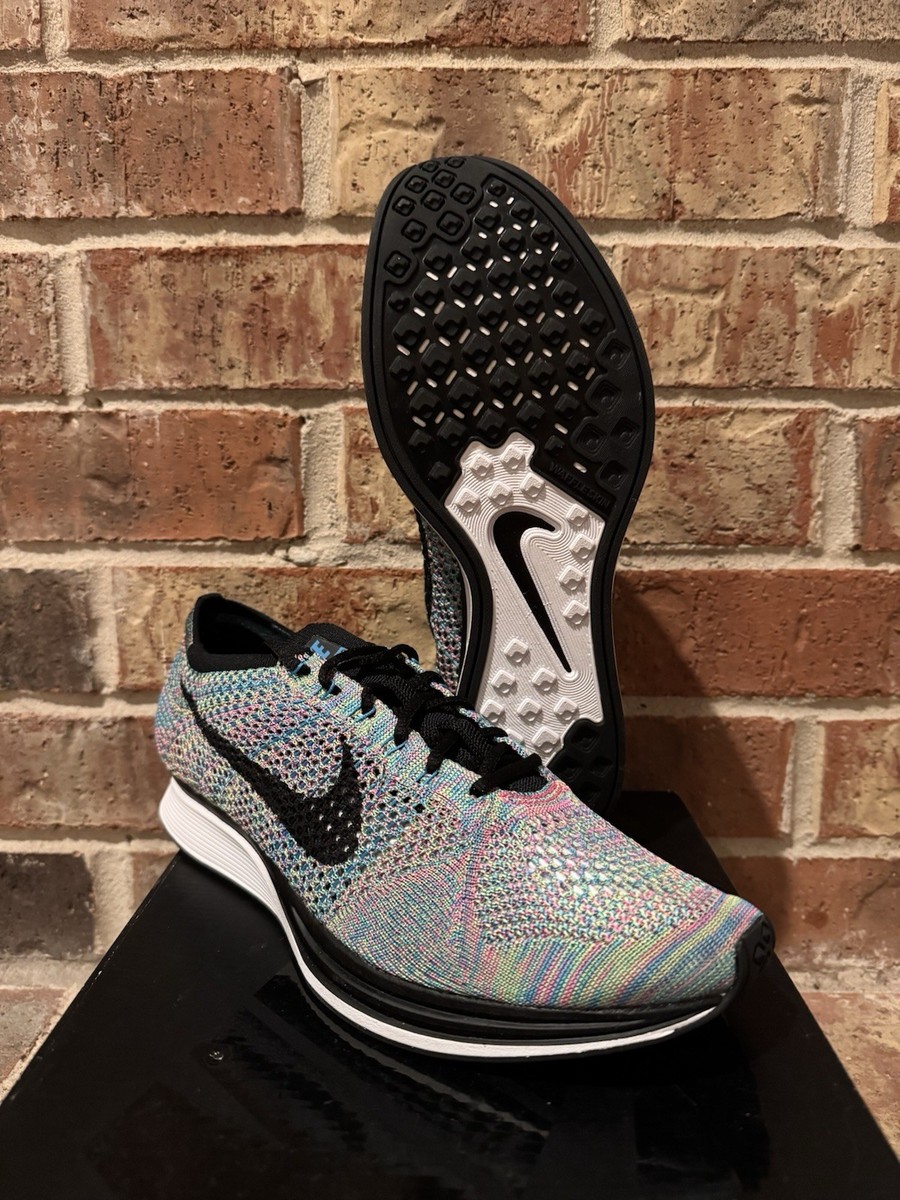 New 10.5 Nike Flyknit Racer 2.0 Multicolor Green Strike Blue
