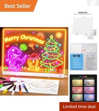 Acrylic Dry Erase Board with Light, 13.7"X10" 6-Color Neon Glow Memo LED Ligh...