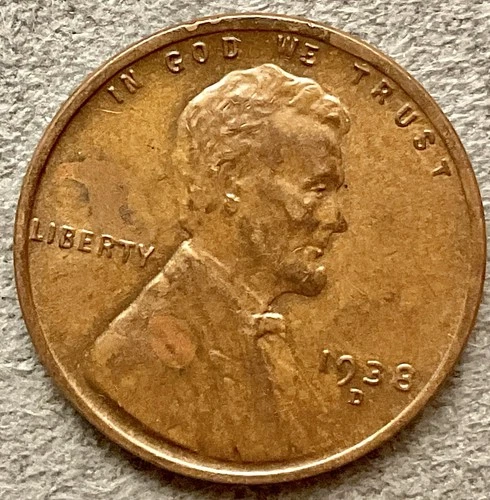 1938-D  Lincoln Wheat Cent - [XF EF] Extremely Fine - Couple Of Blemishes ~ B958
