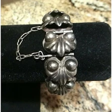 Vintage Early Mexico Sterling Silver Link Bracelet Marked Taxco 980 6.25"