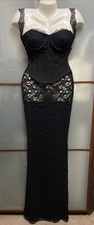 Outcast Zana Black Contoured Corset Lace Sheer Bodycon Maxi Dress Size M NWT