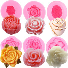 3D Bloom Rose Flower Fondant Silicone Molds for Candle Soap Making Cake Decorati