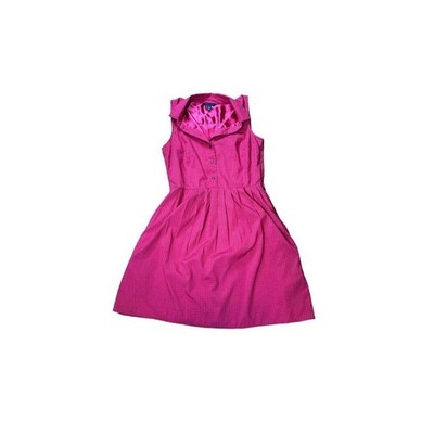 Tommy Hilfiger Raspberry Pink Black Polka Dot Sleeveless Collared Button Dress