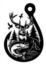 Vinyl Decal Car Truck Sticker Wall Hunting Fishing Usa - Deer Hunter Fish Hook