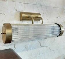 Antique Old Vintage Art Deco Brass Glass Rod Ship Light Wall Sconces Lamp Antique Old Vintage Art Deco Brass Glass Rod Ship Light Wall Sconces Lamp