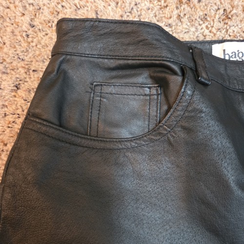 Black Leather Pants Straight Leg Vintage Bagatelle  SZ 10 NWT - Picture 5 of 6