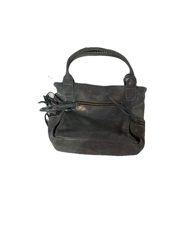 Carla Mancini Gamuza Cartera Bolso de Mano Envejecido Gris Azulado Borla Metálica Bolso de Mano Foto 3 de 4