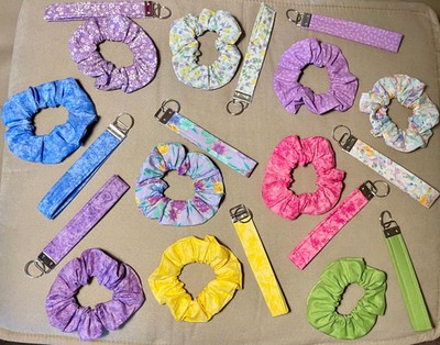 Colorful Fabric Keychain and Scrunchie Set: Handmade Accessories