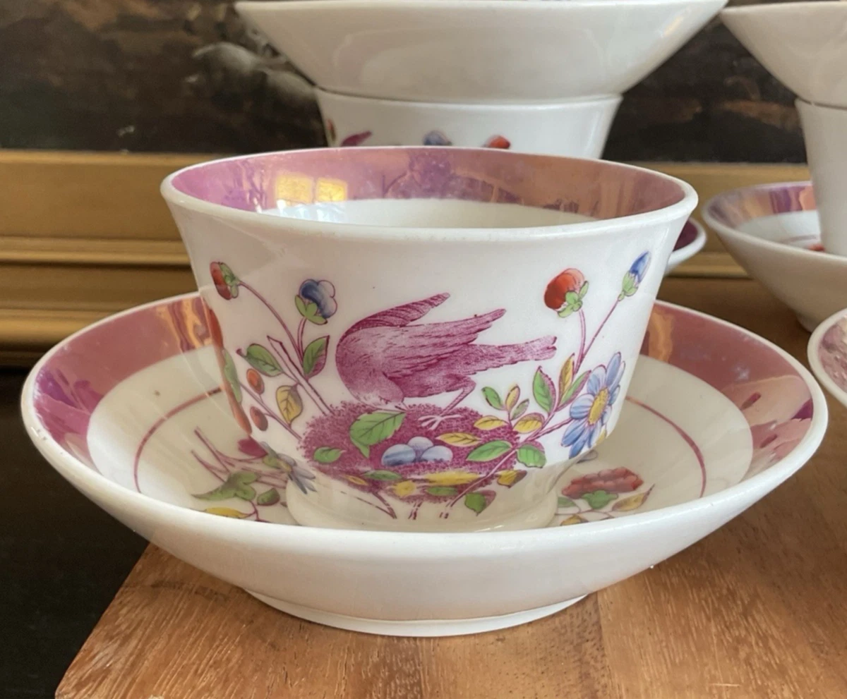 Pink Collectible 1800-1849 Time Period Manufactured Cups & Saucers