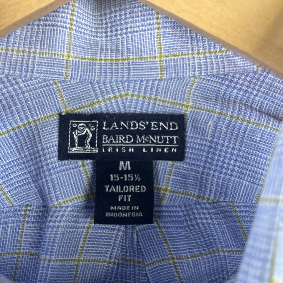 Lands End Baird McNutt Irish Linen Button Up Shirt M Mens Tailored Fit 15 - 15.5 - Image 4 of 4