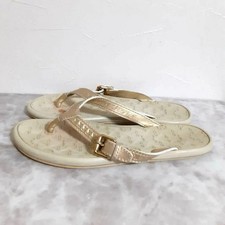 LOUIS VUITTON Logo LV Monogram Thong Sandals Mules Pumps Women 37 white Gold