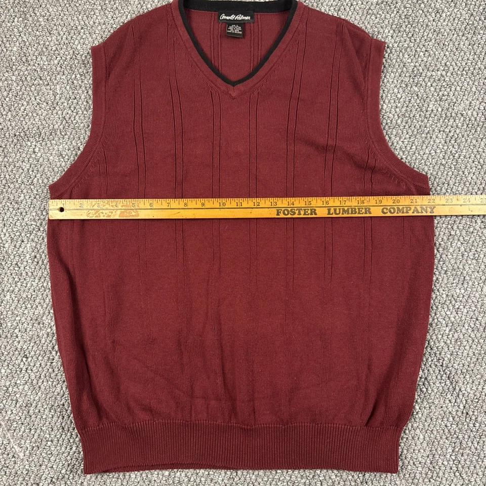 Arnold Palmer Suéter Chaleco Para Hombres Grande Acanalado Tejido Borgoña Golf Preppy Abuelo Foto 2 de 4