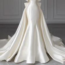 Wedding Detachable Skirts Satin Lace Removable Long Train for Bridal Dresses