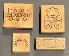 Vintage GET WELL SOON themed Rubber Stamps - YOUR CHOICE