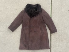 Vintage Sawyer of Napa Brown Shearling Sheepskin Fur Lined Long Coat SZ England