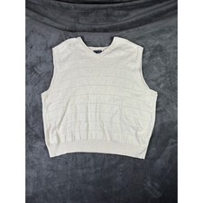 Saddlebred Mens XL Cream Textured Grid V-Neck 100 Cotton Sweater Vest